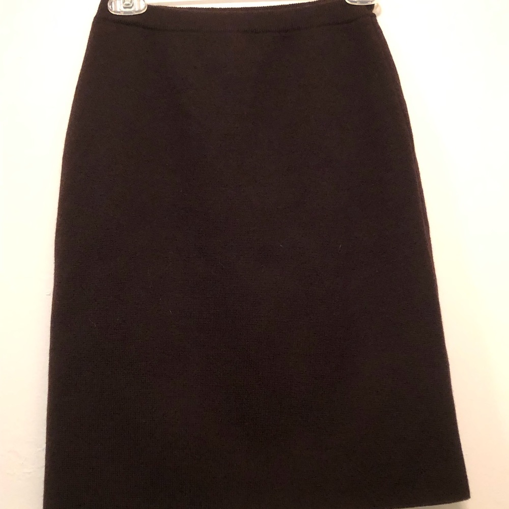Eileen Fisher Choc Brown Str Wool Skirt PP NWT